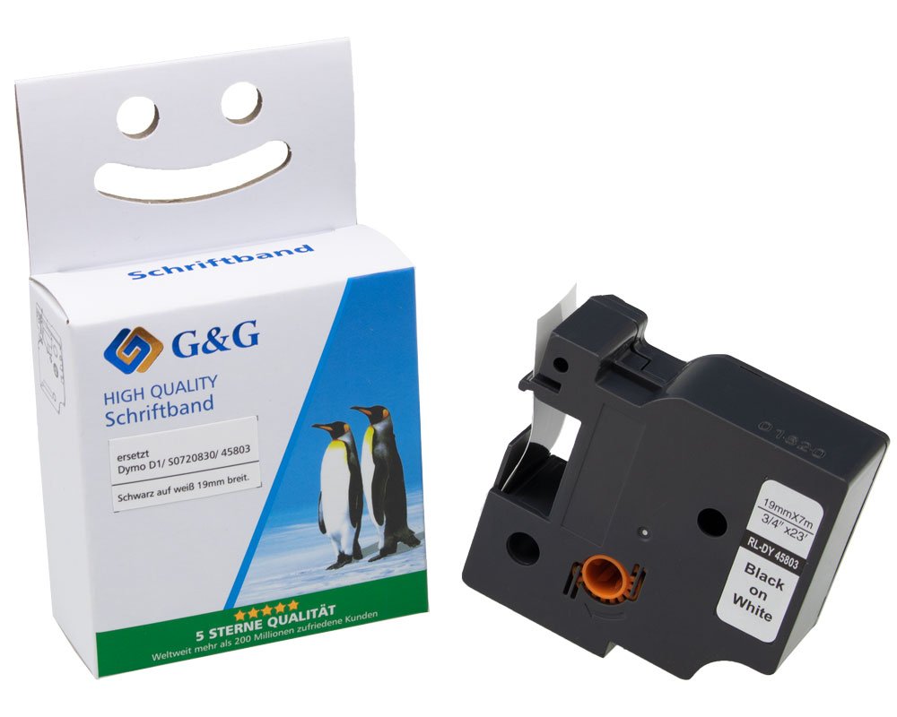 G&G 15574 Kompatibel mit Dymo D1 45803 S0720830 Schriftbandkassette schwarz auf  weiß 19mm ppm-stuttgart Berlin