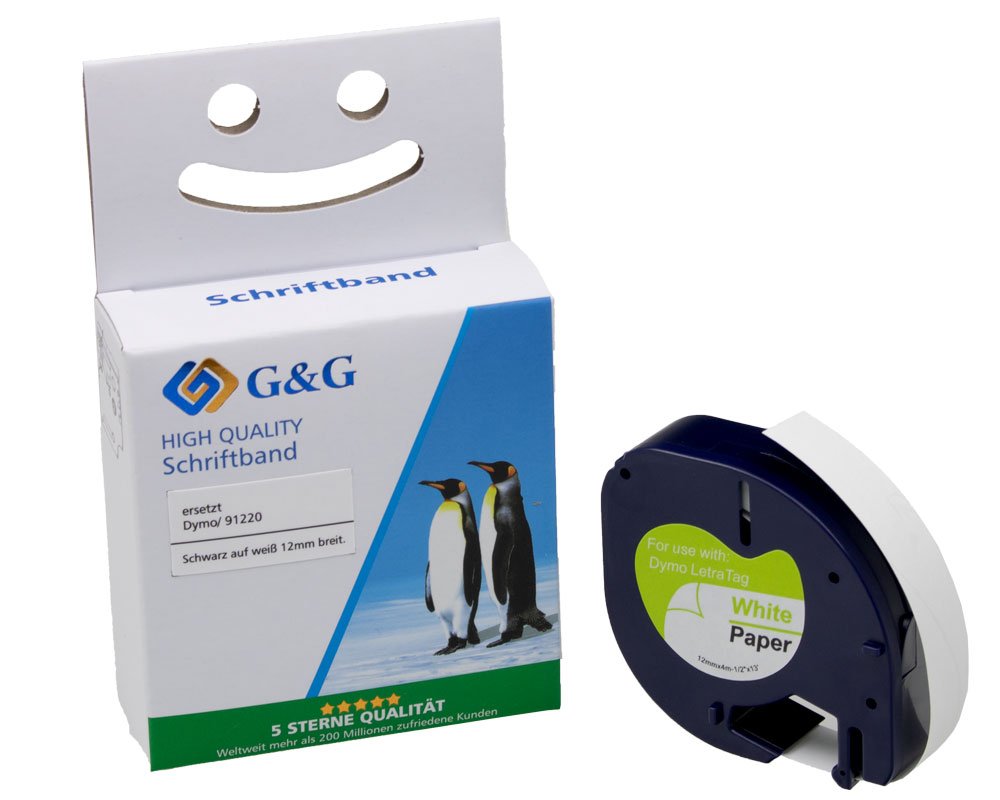 G&G 15575 Kompatibel mit Dymo 91220 S0721520 Schriftbandkassette schwarz auf weiß 12mm ppm-stuttgart Berlin
