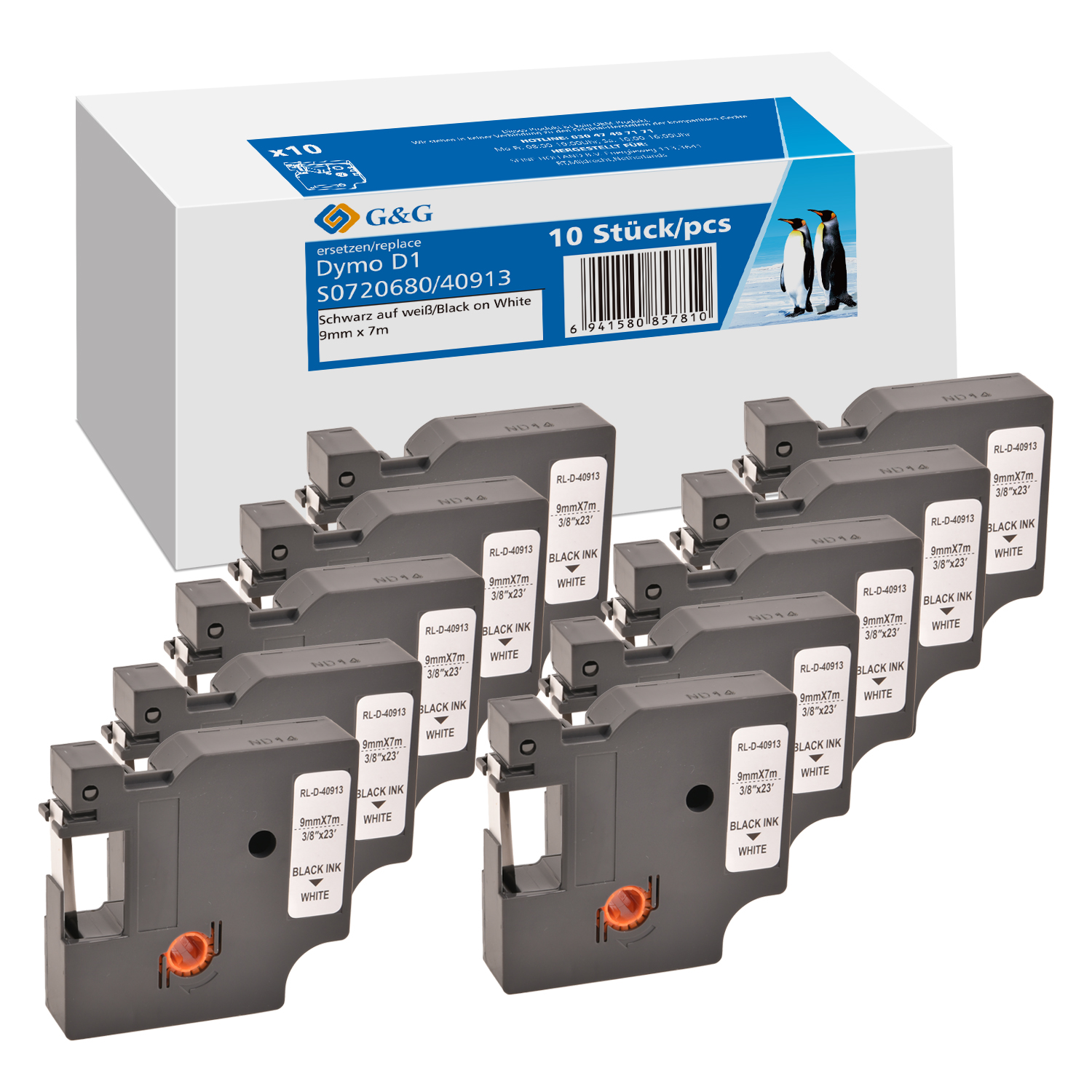G&G 15566, 10er-Pack / 19331 Kompatibel mit Dymo D1 40913 S0720680 Schriftbandkassette ppm-stuttgart Berlin
