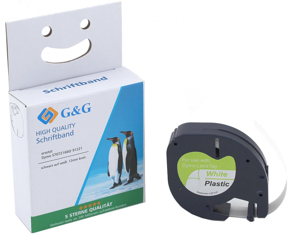 G&G 14972 Kompatibel mit Dymo 91221 S0721660 Schriftbandkassette schwarz auf weiß 12mm ppm-stuttgart Berlin