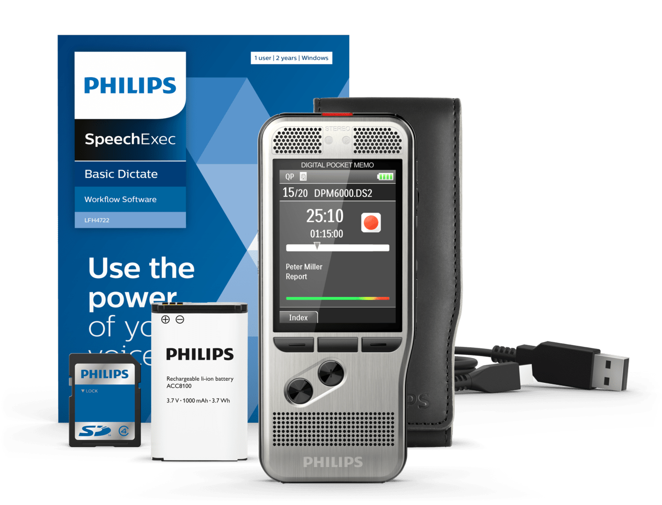 PHILIPS Diktiergerät Digitales Pocket Memo DPM6000