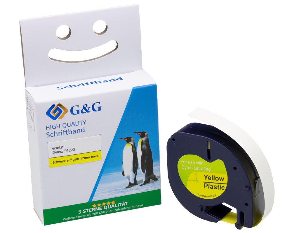 G&G 15576 Kompatibel mit Dymo 91222 S0721670 Schriftbandkassette schwarz auf gelb 12mm ppm-stuttgart Berlin
