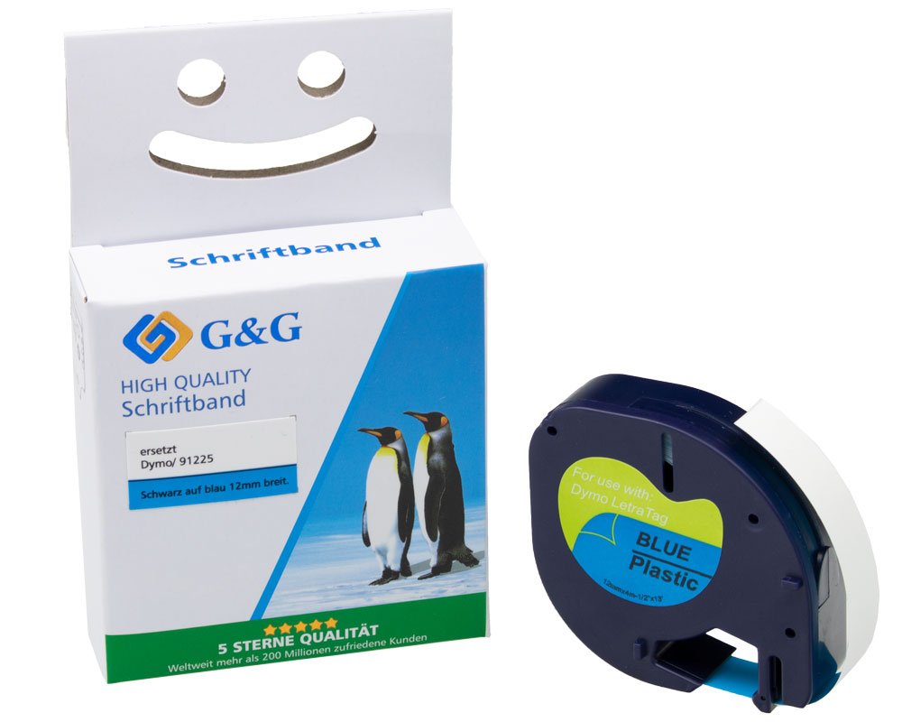 G&G 15579 Kompatibel mit Dymo 91225 S0721700 Schriftbandkassette schwarz auf blau 12mm ppm-stuttgart Berlin